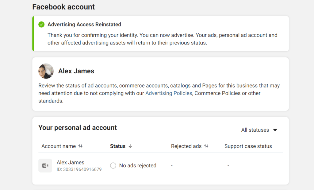 USA Reinstated Profiles for Advertising