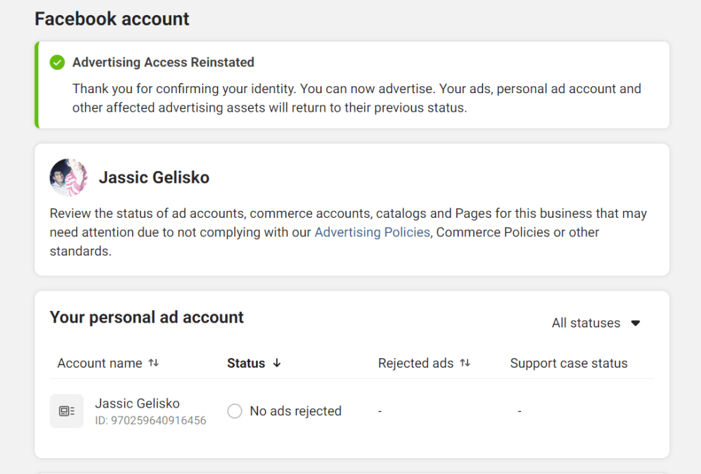 EUROPE Reinstated Profiles for Advertising