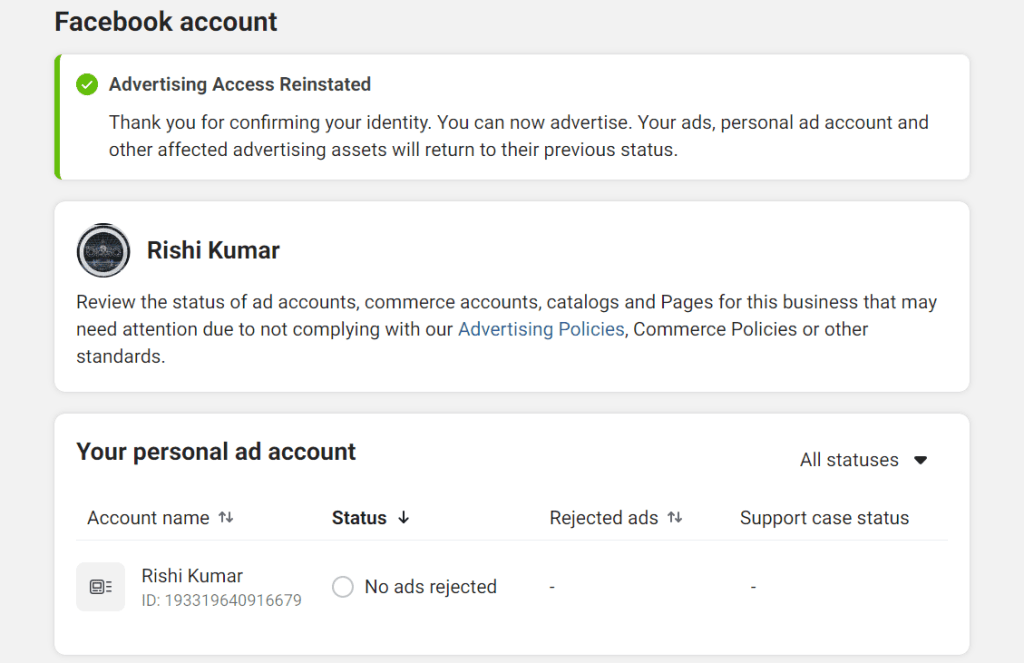 India-Pak Reinstated Profiles for Advertising