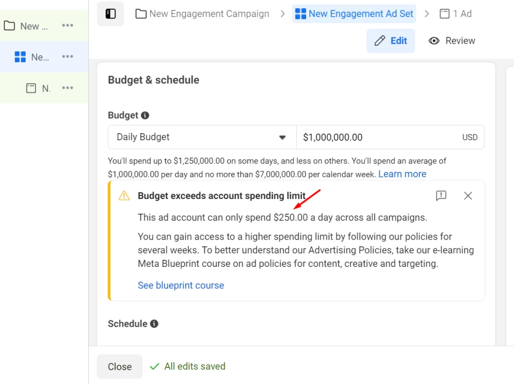 Personal Ads Account 50$ Daily Spending Limit